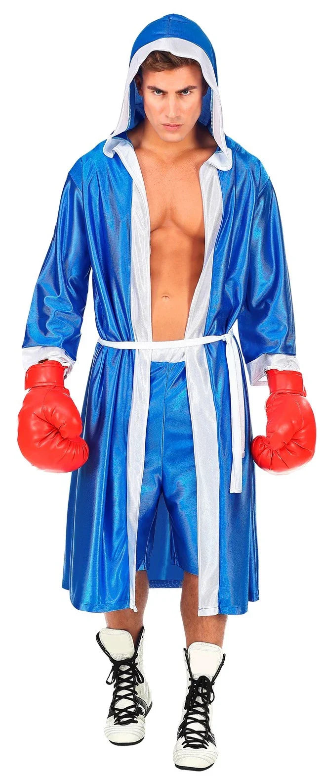 Disfraz de Boxeador Azul con Bata para Hombre Boxeadores Widmann